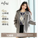 伊芙麗（eifini）蔣欣代言真絲羊絨連帽拉鏈夾克式羊毛毛呢外套25冬裝 淺灰 S