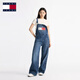 TOMMY JEANS【美式復古】秋冬女裝純棉經(jīng)典潮流拼色大口袋牛仔背帶褲 牛仔藍1A5 S