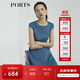 PORTS寶姿商場(chǎng)同款新品女裝氣質(zhì)純色修身短袖連衣裙LL8N021RWE005 灰燼藍 L (8)