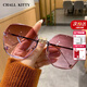 CHALL KITTY太陽(yáng)鏡女時(shí)尚女士墨鏡高級感顯臉小防紫外線(xiàn)開(kāi)車(chē)駕駛眼鏡2026新款 金紅漸變-品牌禮盒裝高檔高級感