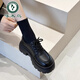 啄木鳥(niǎo)厚底樂(lè )福鞋女2026春季新款英倫風(fēng)百搭配裙子黑色單鞋系帶小皮鞋 黑色 37 (235mm)