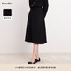 珂萊蒂爾秋季優(yōu)雅氣質(zhì)細支羊毛A字裙半身裙女 黑色 L