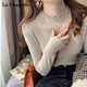 La Chapelle打底衫女內搭春秋時(shí)髦洋氣木耳邊半高領(lǐng)毛衣針織上衣 燕麥色 均碼