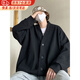 棉之雪開(kāi)衫衛衣男長(cháng)袖外套男春秋寬松美式潮牌情侶裝穿搭慵懶外衣 黑色-開(kāi)衫休閑衛衣外套 2XL 【160CM-170CM】