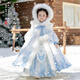 萌乎冰雪公主 漢服女童拜年服連衣裙2026新款襦裙國風(fēng)公主裙 藍色 120