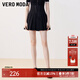 VEROMODA牛仔半身裙女新款高腰綁帶百褶A擺后拉鏈內襯防走光短裙 J1G黑牛仔色 160/64A/S