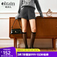 Olrain歐芮兒灰色高腰休閑褲秋季女裝通勤百搭毛呢短褲 灰色 S