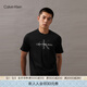 Calvin KleinJeans夏季男女情侶潮流多色休閑通勤ck印花純棉短袖針織T恤上衣 UB1-太空黑 XL