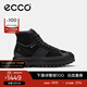 愛(ài)步（ECCO）休閑鞋女 時(shí)尚百搭防水高幫牛皮鞋 街頭860403 黑色86040351052 37