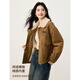 尚靜加厚保暖大毛領(lǐng)外套女2025冬季新款寬松高級感短款派克服加絨上衣 卡其色 M