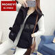 MOREYI棉馬甲女秋冬2025年新款無(wú)袖棉服背心初秋馬夾棉坎肩外套 黑色 XL建議115-125斤