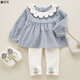 嬰兒衣服分體春秋女寶嬰兒分體套裝春秋女孩嬰兒春秋套裝一歲寶寶秋裝外出衣服公主洋氣2女?huà)肭锛居變喉n版女1 藍色套裝 100 (建議87-97厘米)