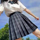 沐霓JK制服裙夏季日系格裙a字半身裙百褶裙女生學(xué)院風(fēng)裙子 L