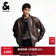 杰克·瓊斯（JACK&JONES）男裝士夾克羊皮革插袋時(shí)尚長(cháng)袖寬松立領(lǐng)經(jīng)典舒適上衣225410002 E09巧克力棕 常規 M （175）