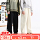 安奈兒童裝男女童全腰針織夾褲2025冬新款 黑色 150