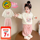 G.duck小黃鴨童裝女童衛衣套裝春秋季2025新款洋氣兒童秋裝女孩寶寶衣服 凱蒂貓衛衣兩件套 100 建議2~3歲【 90-100cm】cm