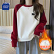 JEANSWEST CLUB真維斯插肩加絨衛衣女秋冬新款長(cháng)袖t恤女慵懶風(fēng)設計感寬松上衣