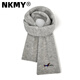 NKMY小狗針織圍巾【品牌直營(yíng)】純色加絨日系刺繡女秋冬學(xué)生披肩 灰色