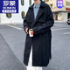 羅蒙（ROMON）英倫風(fēng)衣外套男設計感高級春秋過(guò)膝帥氣中長(cháng)款大衣夏季寬松休閑 AA黑色 2XL