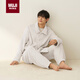 MUJI男式 暖柔家居睡衣套裝 家居服 睡衣冬季加厚 灰米色5A L-XL