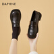 達(dá)芙妮（DAPHNE）單鞋女小皮鞋一腳蹬樂福鞋新款厚底粗跟英倫風(fēng)休閑百搭學(xué)生工作鞋 黑色跟高2.7cm單里 37 (235mm) 標(biāo)準(zhǔn)碼