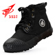 3537解放鞋冬季加絨棉靴防水迷彩棉鞋男高幫防寒保暖東北大棉鞋雪地靴 黑色 38