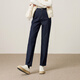 逸陽(yáng)（ESE-Y）不掉色牛仔褲女2025年冬季加絨高腰顯瘦直筒哈倫蘿卜老爹褲子 深藍色 加絨 27