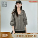 美洋（MEIYANG）黑糖戚風(fēng)衛衣防風(fēng)蓄熱鎖溫連帽廓形毛呢外套時(shí)尚寬松新款百搭上衣 灰色（小版） M