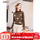 百圖betu女裝冬季新款毛衣時(shí)髦拼接兩件式寬松高領(lǐng)毛衫女2311T45 咖啡色 M