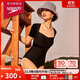 速比濤（Speedo）泳衣女小黑裙系列禮服前胸設計性感露背溫泉短袖連體泳衣 黑色 36