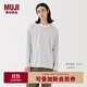 無(wú)印良品（MUJI）男式 天竺編織 圓領(lǐng)長(cháng)袖T恤 男士打底衫男款男裝25年秋季 白色條紋 S （165/84A）