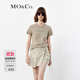 MO&Co.【涼感】T恤夏啞光鉚釘臟染褪色dirtyfit彈力正肩美式摩安珂 甘草綠色 XS 155