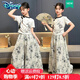 迪士尼（Disney）女童t恤中國風(fēng)兒童套裝夏季2025新款女孩夏裝衣服短袖童裝女半袖 中大童中式古風(fēng)上衣+裙褲子夏褲女童褲薄款 夏天 140