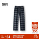 森馬（Semir）休閑褲女冬格子加絨長(cháng)褲寬松2025鹽系復古潮流闊腿褲109725127005