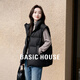 百家好（Basic House）Basic House/百家好立領(lǐng)無(wú)袖羽絨馬甲女冬新款簡(jiǎn)約風(fēng)寬松百搭上衣 黑色 M