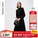 朗姿2025年秋季新款黑色長(cháng)裙高級感氣質(zhì)法式設計感收腰襯衫連衣裙 黑色2 L