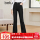 百圖betu女裝秋新款牛仔褲ins風(fēng)高腰大長(cháng)腿喇叭褲牛仔褲女2308T75 黑色 M