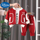 迪士尼（Disney）男童秋裝套裝2024新款洋氣一歲男寶寶冬季運動(dòng)三件套嬰兒童衣服 XY字母PKR三件套紅色 90 建議80-90cm1歲-1歲半cm 建