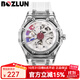 博之輪（BOZLUN）手表男雙面鏤空防水亞克力男表遠航系列夜光自動(dòng)機械表生日禮物 白透明殼白膠帶 BZL005WW1