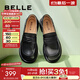百麗（Belle）牛皮兩穿樂(lè )福鞋女商場(chǎng)同款圓頭英倫風(fēng)單鞋B2J1DAA4 黑色 38 (240mm)