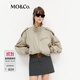 MO&Co.夾克春短款收腰哈靈頓工裝寬松休閑外套MBE1JKTT03 卡其綠色 M 165