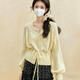 梵昇昱下擺抽繩收腰鏤空針織開(kāi)衫2025秋冬新款洋氣溫柔風(fēng)軟糯毛衣外套女 針織開(kāi)衫【暖黃色均碼】