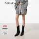 MO&Co.短褲高支長(cháng)絨棉豎條紋抽繩松緊高腰寬松直筒休閑褲摩安珂 藍白條色 S 160