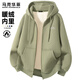 馬克華菲重磅加絨衛衣男秋冬季新款加厚帽衫羊羔絨拉鏈連帽外套 灰豆綠 XL