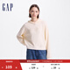 GAP女裝小熊logo純色連帽衫重磅螺紋寬松衛衣640312 米色 M (165/84A) 亞洲尺碼