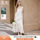香影萊賽爾天絲吊帶連衣裙女2025秋季新款垂墜感荷葉邊v領(lǐng)蛋糕裙 白色 S 55/80A/85-95斤