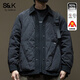班尼路白鴨絨輕薄襯衣式羽絨服內膽男2025冬季新款寬松大碼男士工裝外套 黑色 L