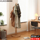 顧家家居實(shí)木衣架落地衣帽架輕便家用掛衣架簡(jiǎn)易立式掛衣桿室內客廳掛包架 【甄選橡膠木（全實(shí)木）】防滑圓柱+防滑底盤(pán)  原木色 送貨上門(mén)