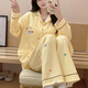 100%純棉睡衣女春秋季甜美可愛(ài)臘腸狗簡(jiǎn)約長(cháng)袖寬松學(xué)生家居服套裝 純棉黃格luck趴趴狗（長(cháng)褲+長(cháng)袖） M 建議80-100斤