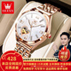 歐利時(shí)（OLEVS）瑞士認證品牌手表女士機械表全自動(dòng)防水夜光女表鏤空鑲鉆潮流腕表 OLEVS-6636-鋼帶玫殼白面